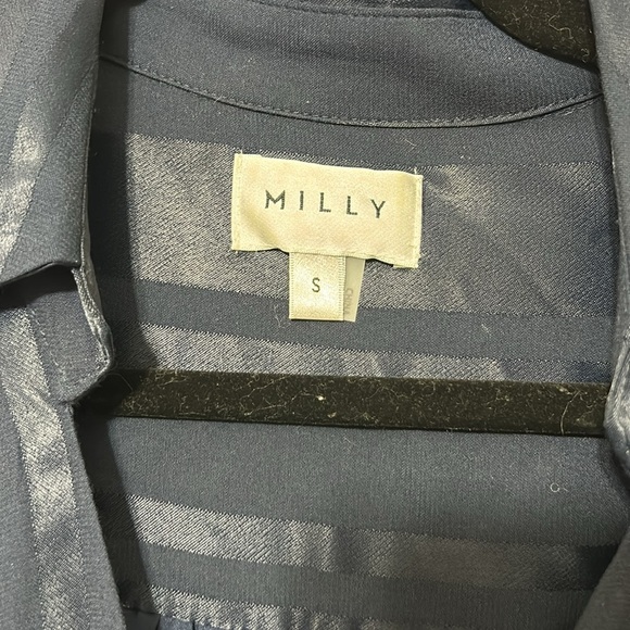 Milly Jordan Striped Satin Faux Wrap Mini Long Sleeve Dress Size S - Picture 5 of 9